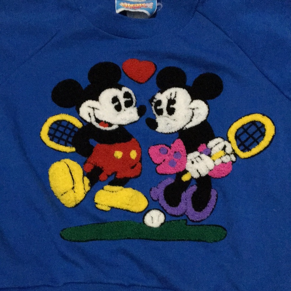 Vintage 80s Minnie and Mickey Mouse knit top